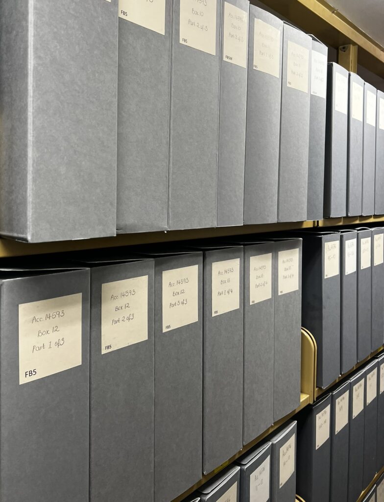 Some of the 40 boxes of the Ainslie Archive in the National Library of Scotland, Edinburgh