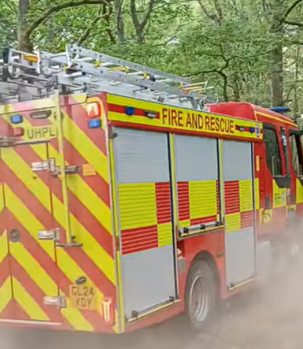 Fire engine in Tadley forest near AWE